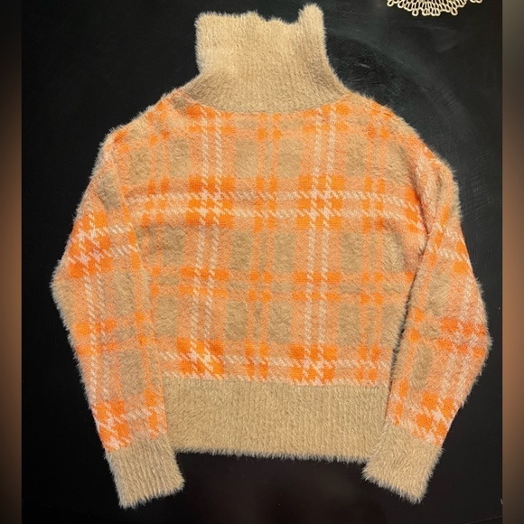 Broadway 38 Tan and Orange Pullover Zip Sweater Size M - Picture 2 of 4